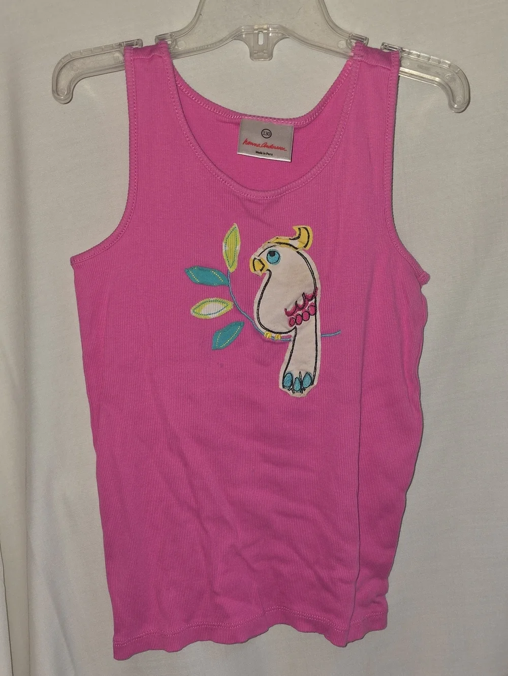 Hanna Andersson Pink Tank Top with Parrot Appliqué